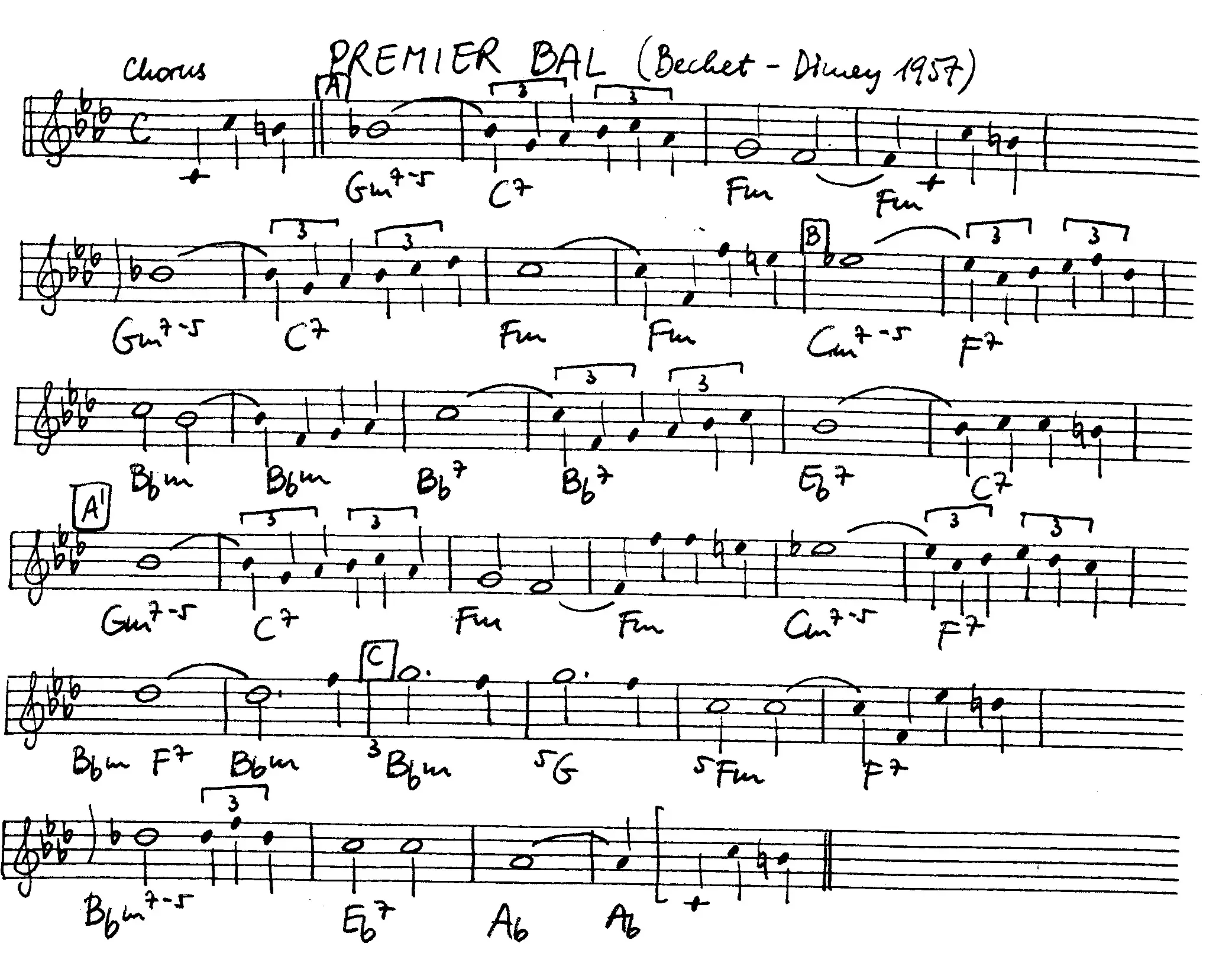 premier bal free jazz leadsheet - Courtesy of the Jungle Jazz Band